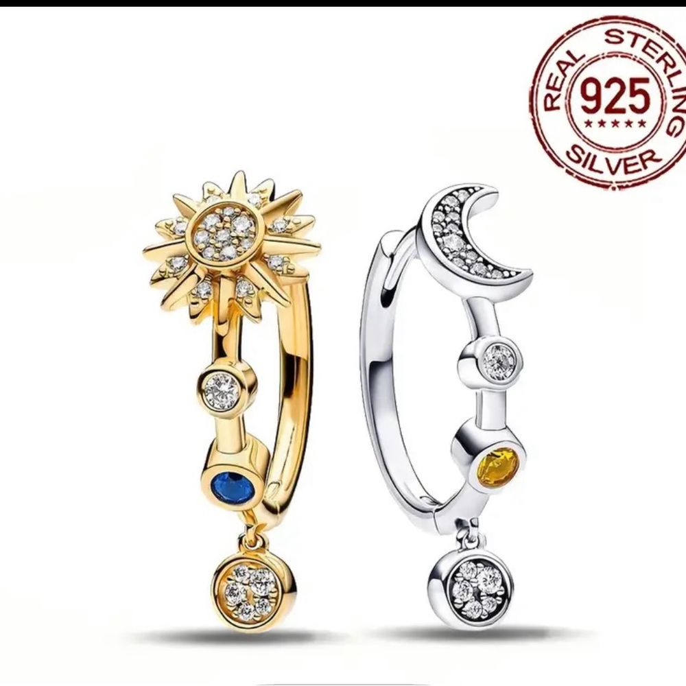 Sun and Moon Sterling Silver Earrings